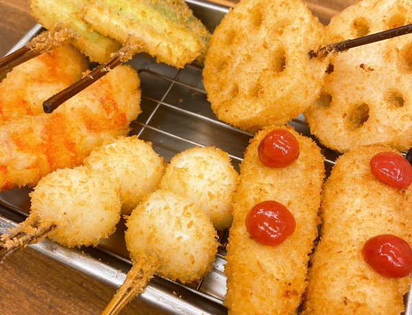 米粉で揚げるヘルシー串カツ